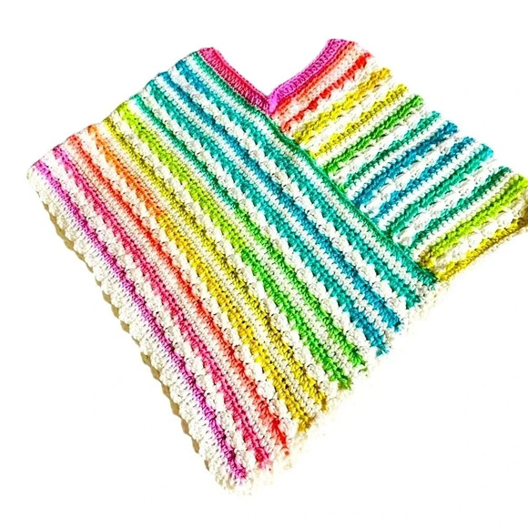 NEW Girls Candy Colored Rainbow Poncho - Picture 3 of 3